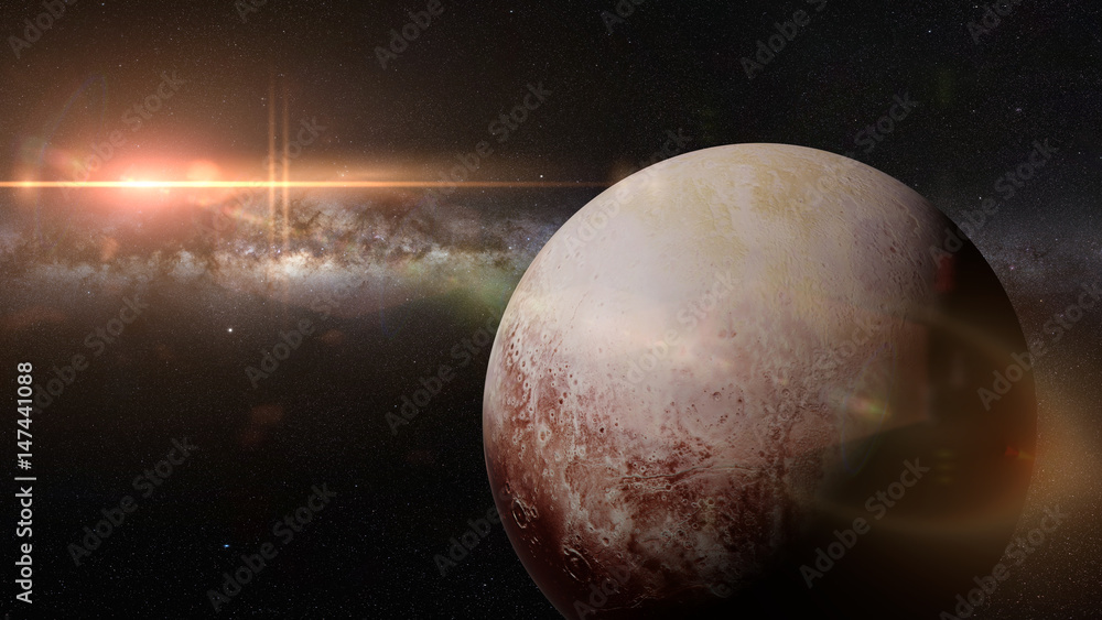 Canvas Prints dwarf planet pluto in front of the beautiful bright milky way galaxy