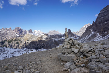Fototapeta na wymiar Trekking route at Tre Cime di Lavaredo in Dolomite, Italy