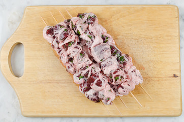 Cooking liver  shish kebabs