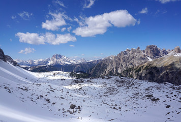 Fototapeta na wymiar Trekking route at Tre Cime di Lavaredo in Dolomite, Italy