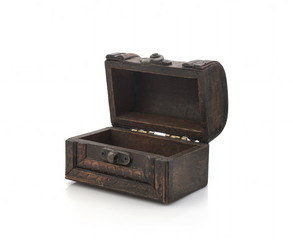 Old dirty trunk on a white background