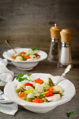 Soup on a chicken broth with vegetables