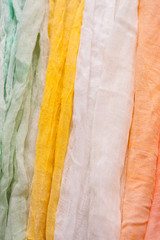 Painted gauze, pieces of fabric for a nice bright background, all colors of the rainbow