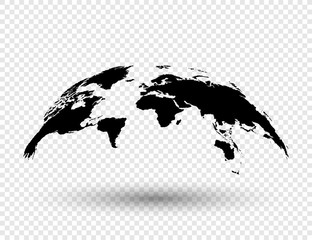 3D Earth globe with shadow on isolated background - obrazy, fototapety, plakaty