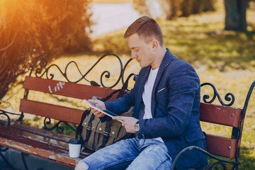 businessman working outdoors