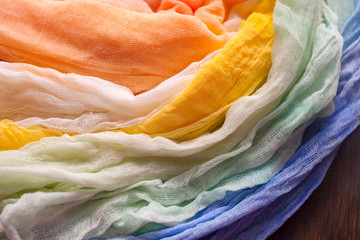 Painted gauze, pieces of fabric for a nice bright background, all colors of the rainbow