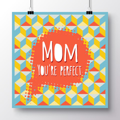 Poster with the phrase of a happy mother's day against the background of a seamless pattern. Vector illustration for wallpaper, flyers, invitation, posters, brochure, greeting card, banner.