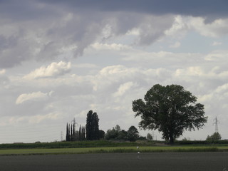 paesaggio di campagna con nuvole
