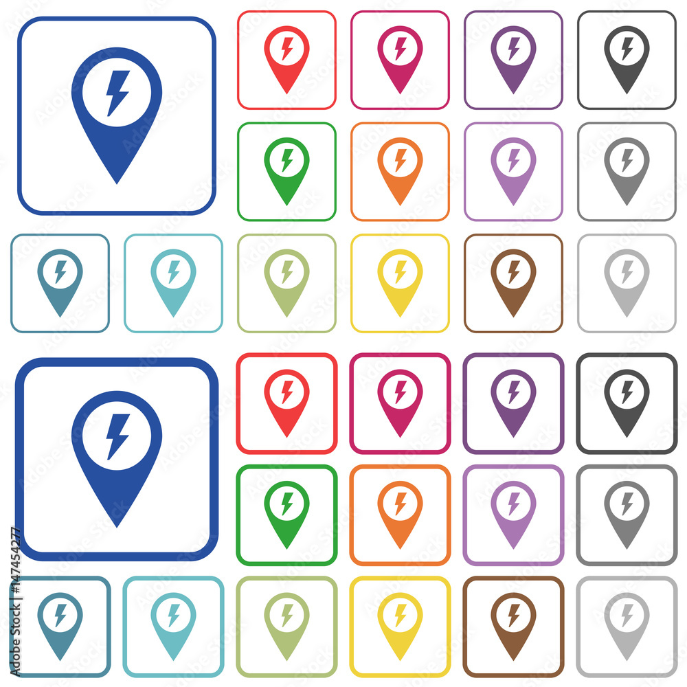 Poster Fast aproach GPS map location outlined flat color icons