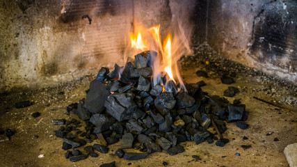 Hot coals for a barbecue