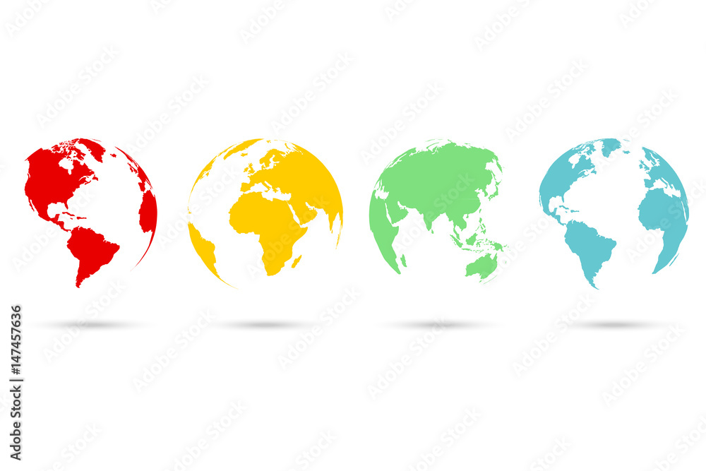 Canvas Prints set 3d earth globe in flat style