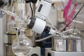 Rotary evaporator in chemical laboratory