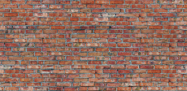 Fototapeta Seamless pattern old red brick wall texture