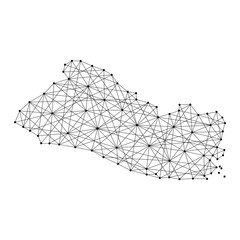 Map of Salvador from polygonal black lines and dots of vector illustration
