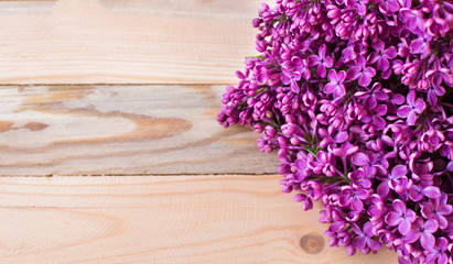 LILAC . LILY ON WOOD BACKGROUND