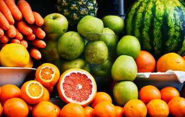 Composition with fruits on the street market stall
