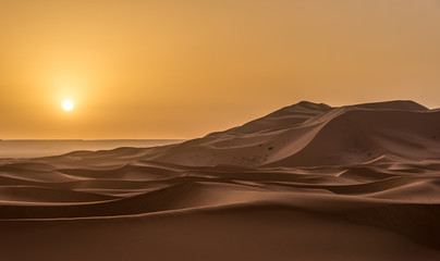 Fototapeta na wymiar Sand dunes of Sahara in the morning light ,Morocco