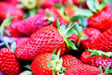 Fresh strawberries on street market stall