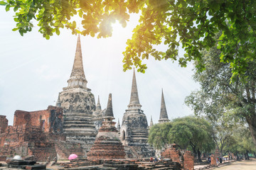 Fototapeta na wymiar Thailand. Historical Park, Phra Nakhon Si Ayutthaya. Temple Pagoda in Ayutthaya (Wat Phra Si Sanphet)