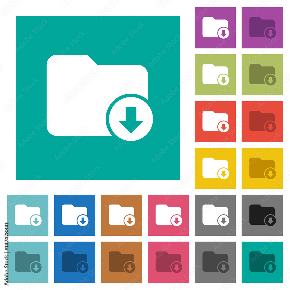 Poster move down directory square flat multi colored icons