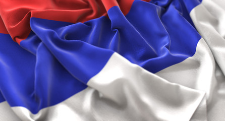 Republika Srpska Flag Ruffled Beautifully Waving Macro Close-Up Shot