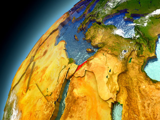 Israel from orbit of model Earth