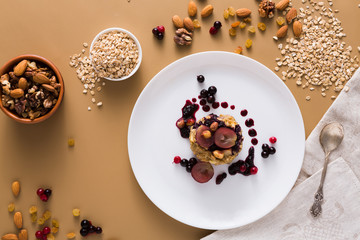 Healthy breakfast - oatmeal porridge, still life