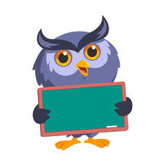 Nice owl, He has a blackboard, vector illustration