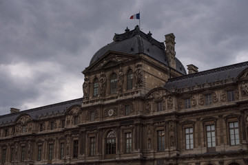Fototapeta na wymiar Exterior view of famous Louvre Museum