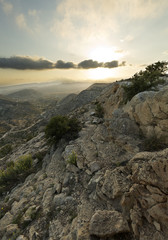 Sunset in the mountains of Elche.