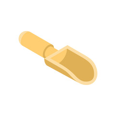 Wooden scoop for loose  products isometry. Table spoon for eating