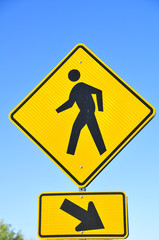 Traffic Sign Pedestrian Blue Sky Background