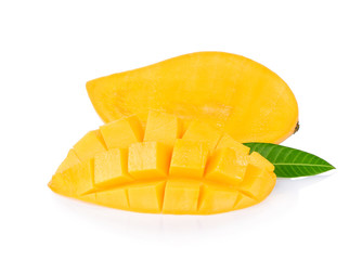 mango slice isolated on white background, Barracuda mango, sweet mango Thai fruits.
