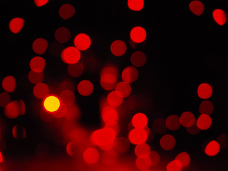 Red night lights with low depth-of-field bokeh