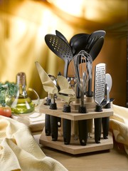 kitchen utensil set and holder