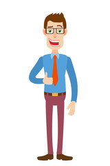 Businessman showing thumb up