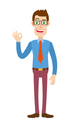 Businessman showing a okay hand sign