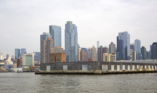 Manhattan view taken from Hudson river, USA