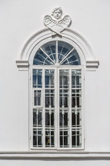 Window with bars in the Orthodox Church. Space to insert text.
