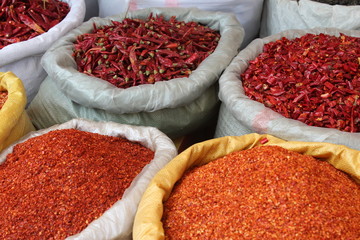 Red Chillies Whole and Ground in Qinghai Province China