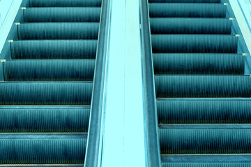 closeup of empty escalator stairs