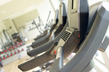 closeup of treadmill in fitness
