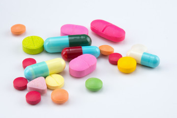 various of colorful pills,tablet and capsules of medicine