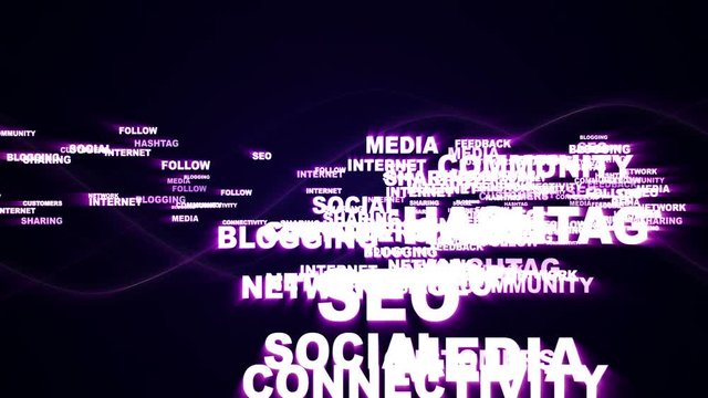 Social Network Keywords, Animation, Rendering, Background, Loop, 4k
