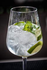 Cocktail with lime and mint