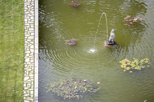 The fountain in the garden of the castle of Duino in Trieste, Italy