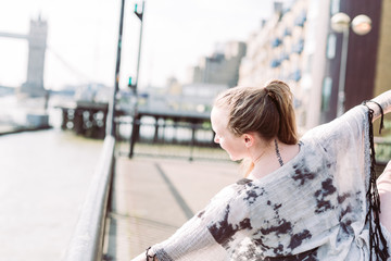 Yoga exercise near Tower Bridge, London