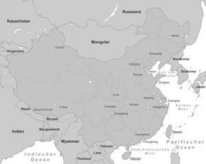 Obraz premium China Karte - Grau