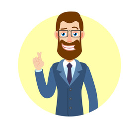 Businessman with crossed fingers