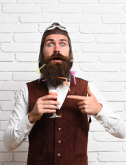 Fototapeta premium surprised handsome bearded pilot